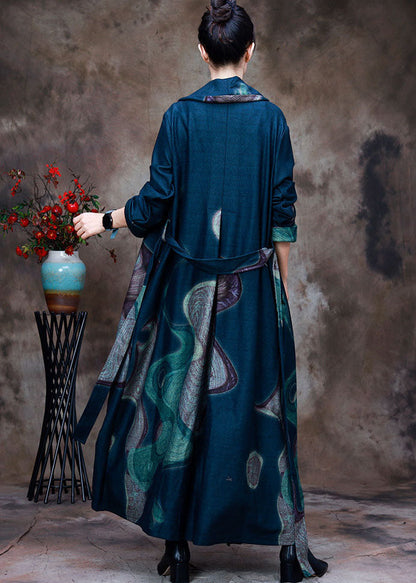 Lässiger hellgrüner Peter-Pan-Kragen-Druck Woll-Trenchcoats Frühling