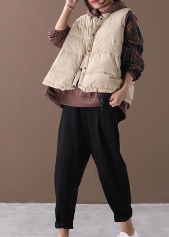 Casual plus size Jackets light yellow stand collar sleeveless women parkas - SooLinen