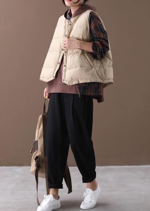 Casual plus size Jackets light yellow stand collar sleeveless women parkas - SooLinen