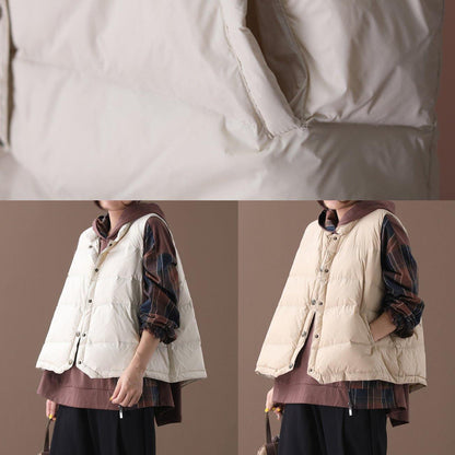 Casual plus size Jackets light yellow stand collar sleeveless women parkas - SooLinen