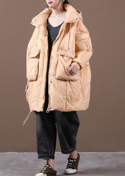 Casual plus size down jacket black hooded Batwing Sleeve down coat winter - SooLinen