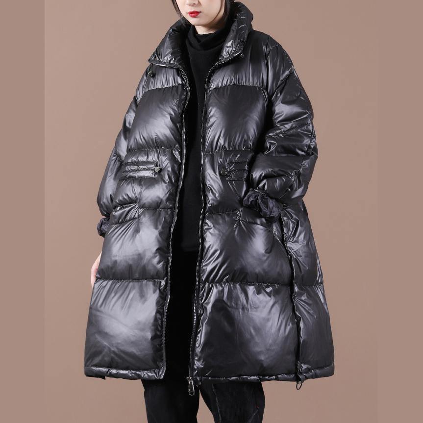 Casual plus size snow jackets outwear black stand collar thick warm winter coat - SooLinen