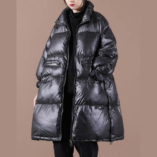 Casual plus size snow jackets outwear black stand collar thick warm winter coat - SooLinen