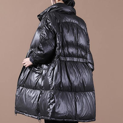 Casual plus size snow jackets outwear black stand collar thick warm winter coat - SooLinen
