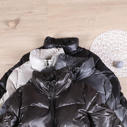 Casual plus size snow jackets outwear black stand collar thick warm winter coat - SooLinen