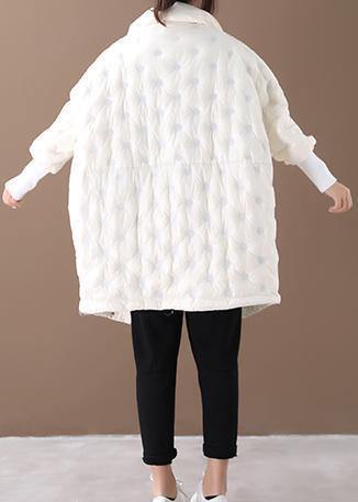 Casual plus size winter jacket winter coats beige stand collar zippered down jacket woman - SooLinen