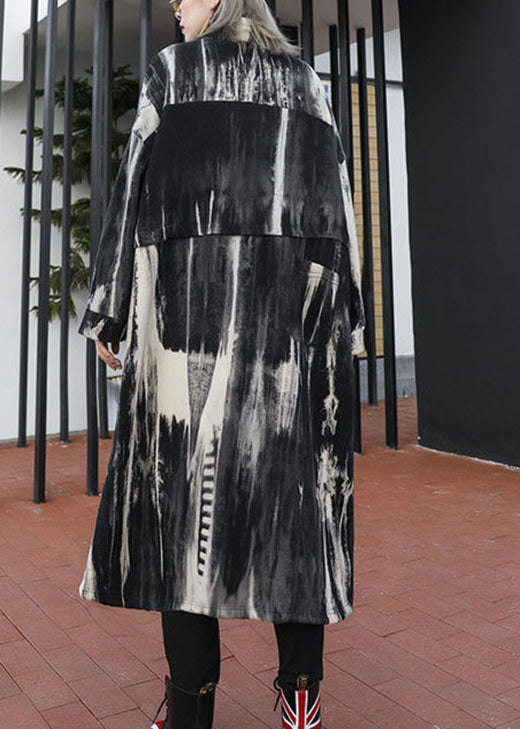 Lässiger Retro-Trenchcoat mit Kordelzug und Printtaschen für den Herbst