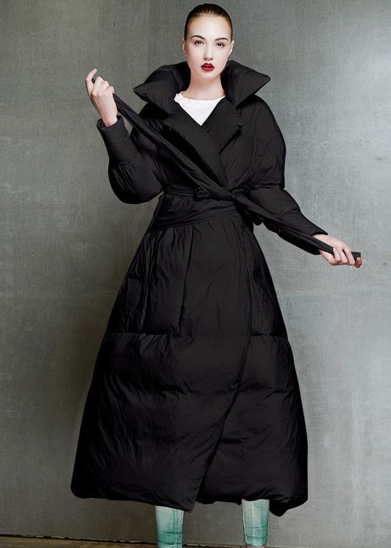 Casual winter jacket tie waist coats pink lapel collar warm winter coat - SooLinen