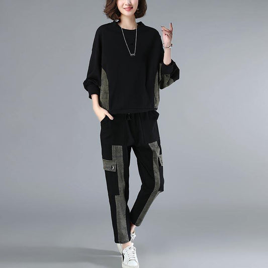 Casual Fashion Suit Women's New Loose Size Women's Black Suit - SooLinen