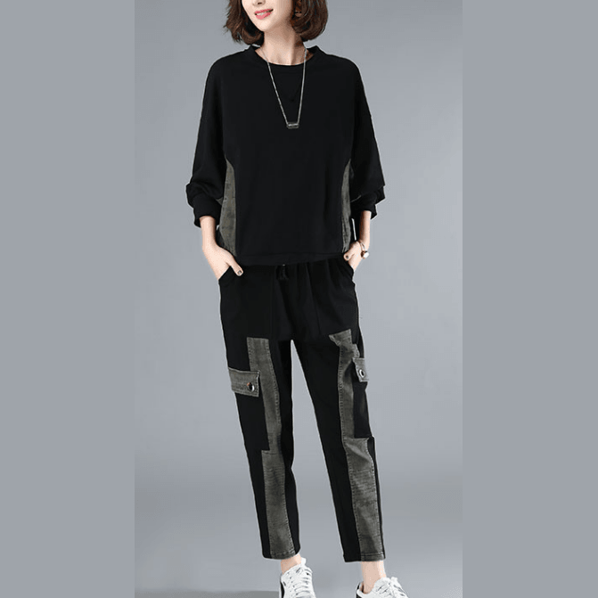 Casual Fashion Suit Women's New Loose Size Women's Black Suit - SooLinen