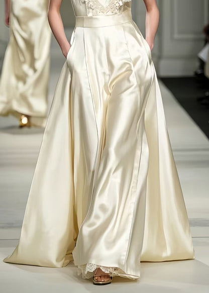 Champagne Patchwork Lace Party Dresses Exra Large Hem Summer