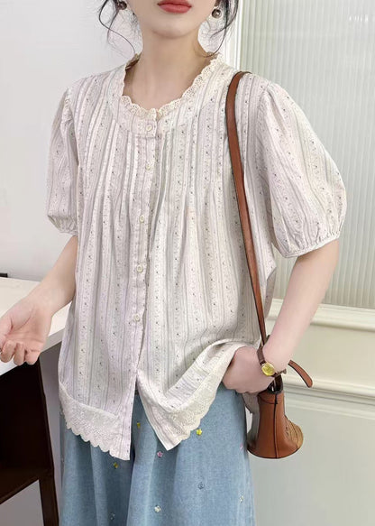 Chic Apricot Oversized Patchwork Cotton Top Summer