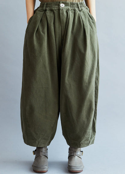 Chic Army Green Pockets weites Bein Hose Frühling