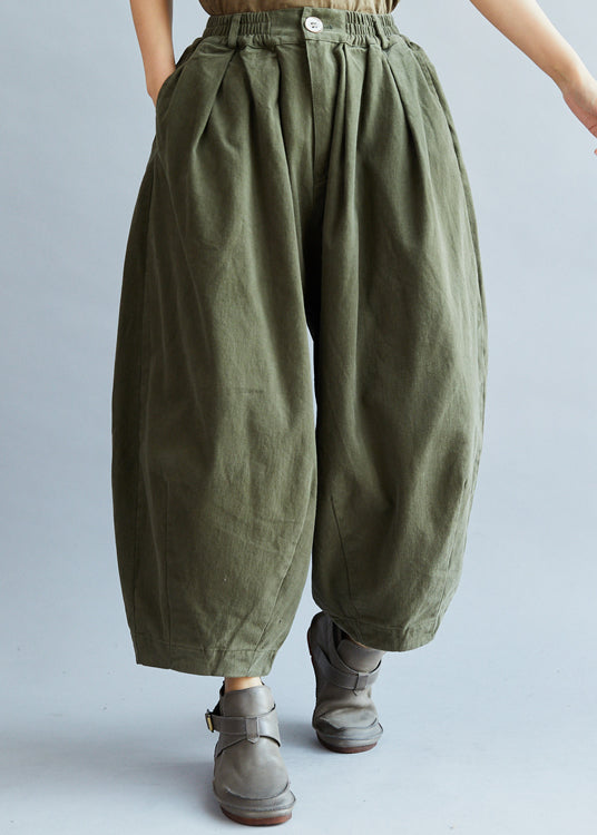 Chic Army Green Pockets weites Bein Hose Frühling