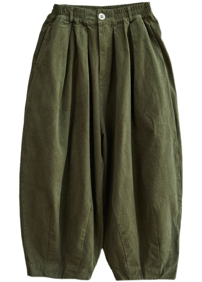 Chic Army Green Pockets weites Bein Hose Frühling