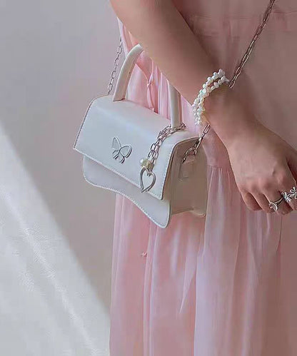 Minibolso elegante de piel sintética con diseño de mariposa negra y cadena