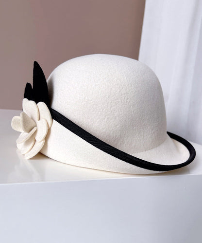 Chic Black Floral Cozy Woolen Bucket Hat