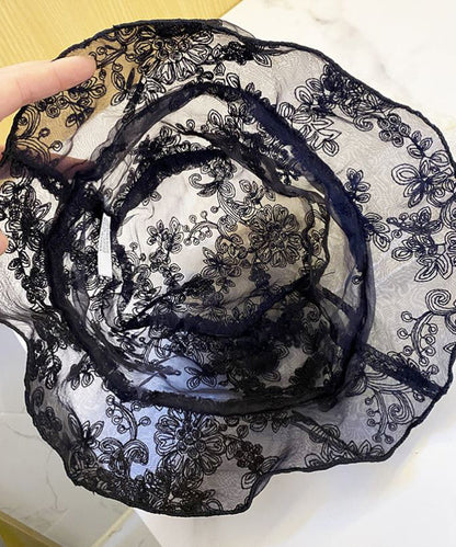 Chic Black Lace Embroidered Bucket Hat