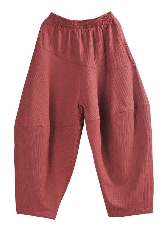 Chic Black Patchwork Harem Pants Summer Cotton Linen - SooLinen