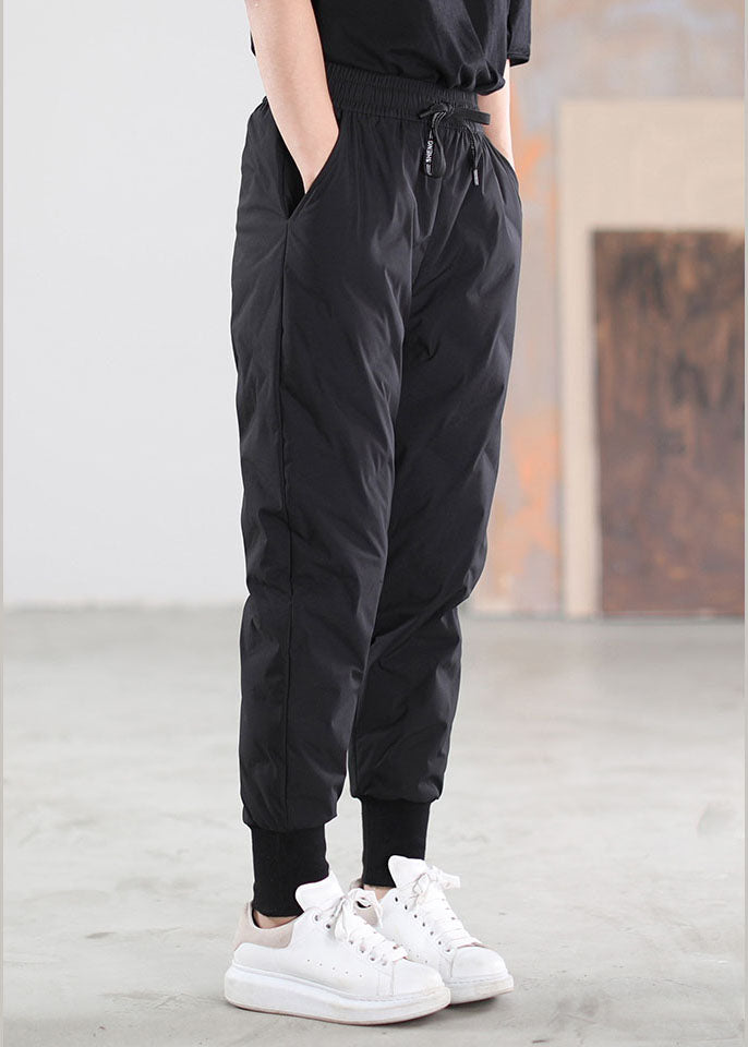 Schicke schwarze Taschen Duck Down Hose Hose Winter