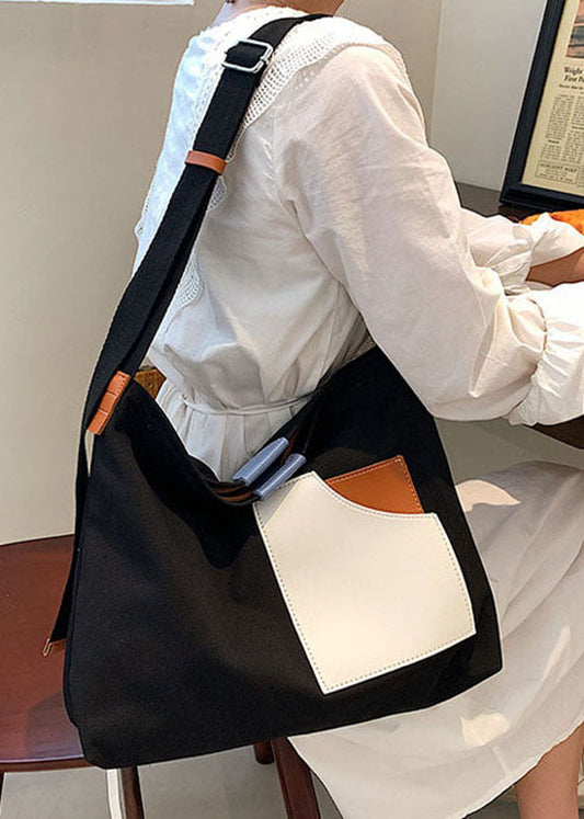 Schicke schwarze Tote-Handtasche aus massivem Canvas