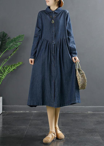 Chic Black Tunics For Women Lapel Patchwork Dresses - SooLinen