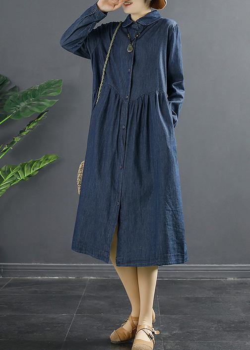 Chic Black Tunics For Women Lapel Patchwork Dresses - SooLinen