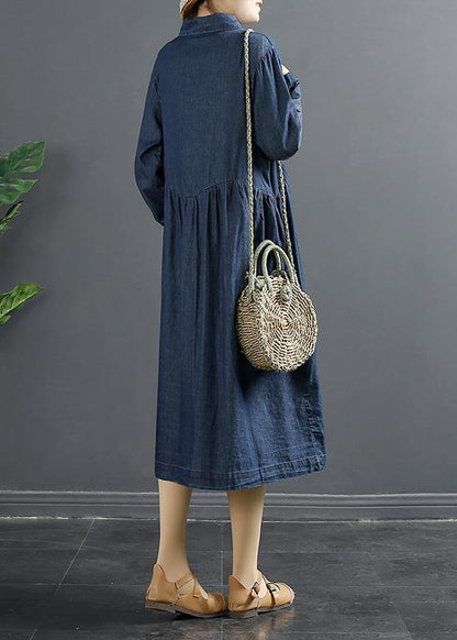 Chic Black Tunics For Women Lapel Patchwork Dresses - SooLinen