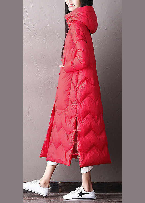 Schicker schwarzer Kapuzentaschen Oriental Duck Down Winter Warmer Daunenmantel