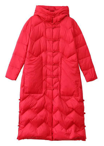 Schicker schwarzer Kapuzentaschen Oriental Duck Down Winter Warmer Daunenmantel