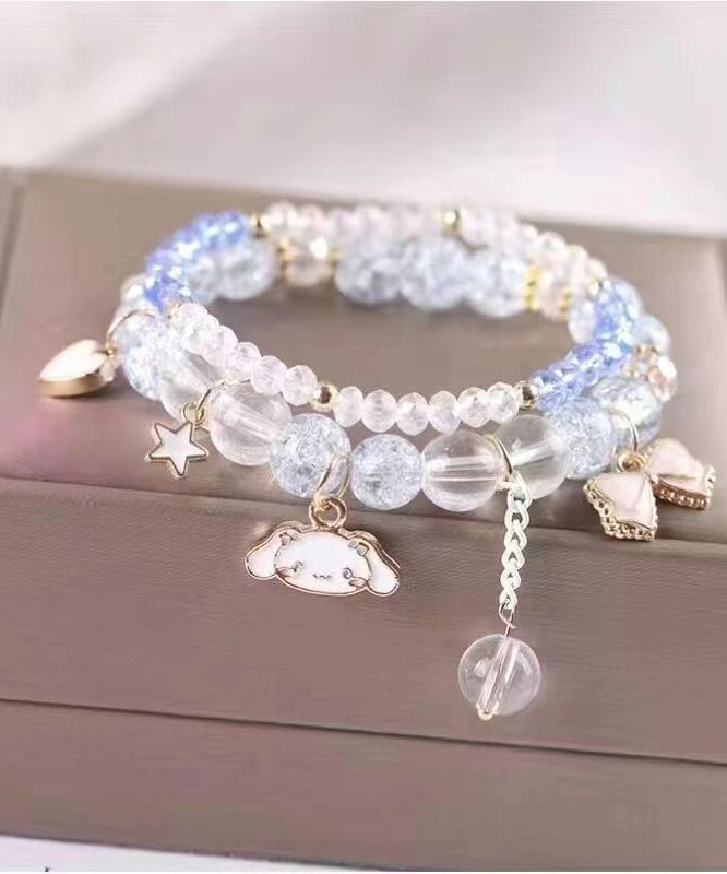 Schickes blaues Kristall-Charm-Armband mit Quaste für kleine Hunde