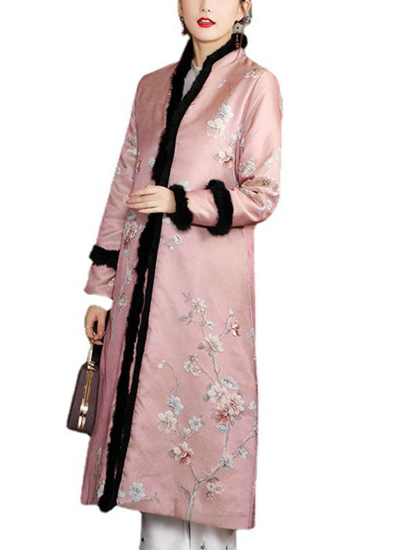 Chic Blau Jacquard Taschen Dicke Winter Baumwolle Parkas Lange ärmel