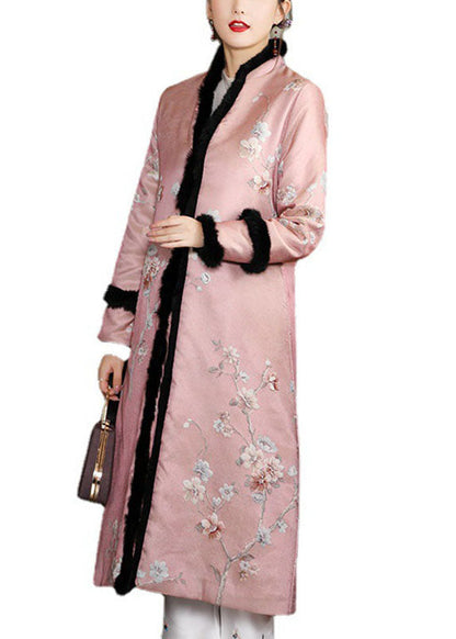 Chic Blau Jacquard Taschen Dicke Winter Baumwolle Parkas Lange ärmel