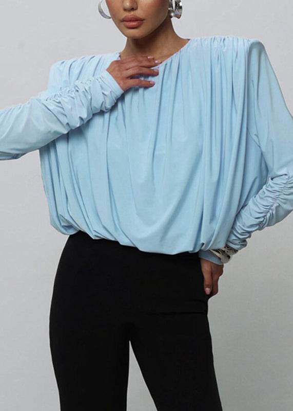 Chic Blue O-Neck Backless Bodysuit Fall