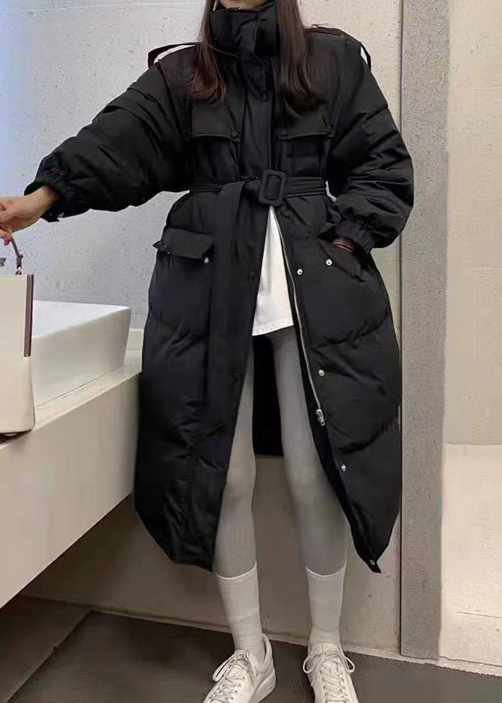 Schicker blauer Daunenmantel mit Stehkragen und Reißverschluss