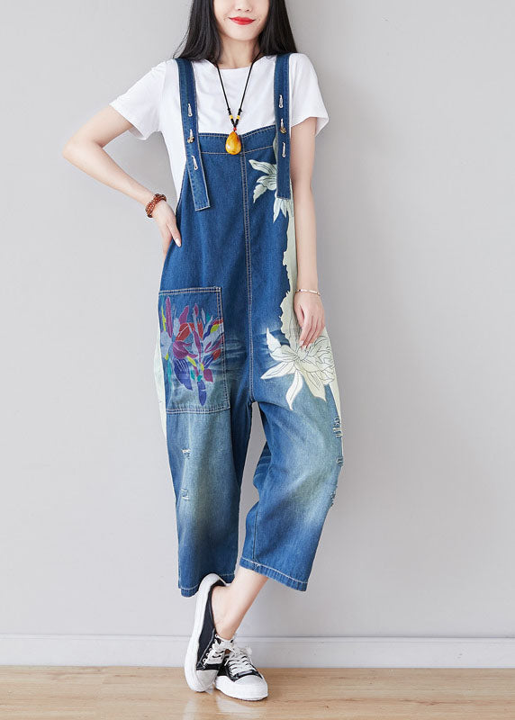 Chic Blau taschen druck Patchwork Overall Sommer