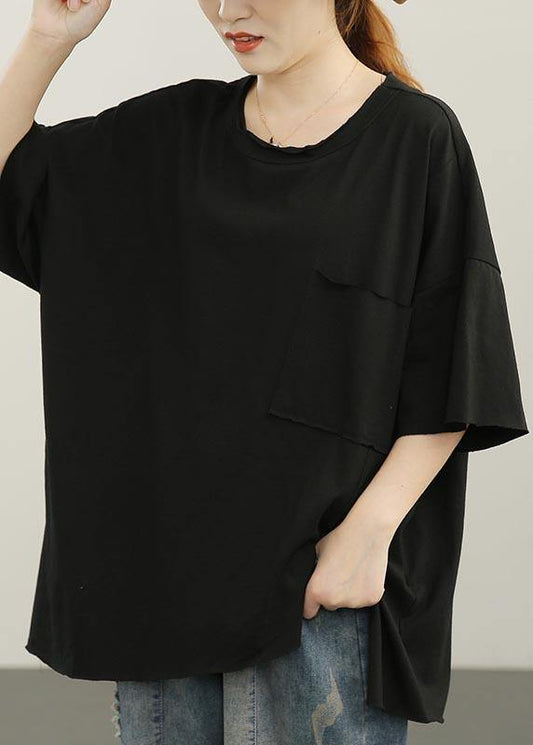 Chic Blue side open Half Sleeve Cotton Summer Top - SooLinen