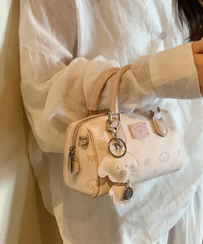 Bolso de mano elegante de piel sintética con estampado de dibujos animados en color marrón