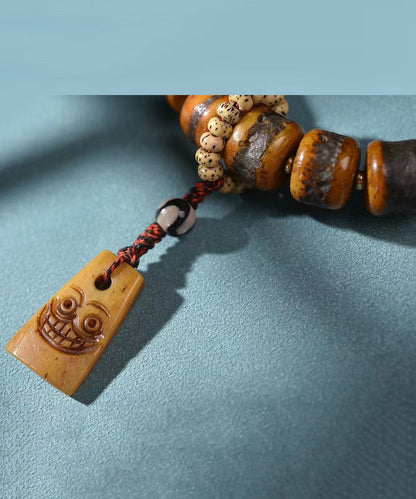 Elegante pulsera de esqueleto tejida a mano en marrón