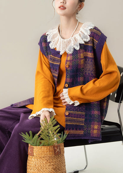 Schicke braune Oversize-Strickwesten mit Print für den Winter