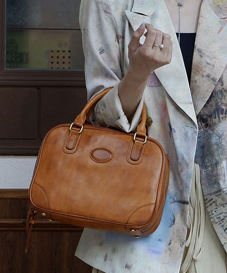Chic Brown Solid Durable Leather Doctor Bag