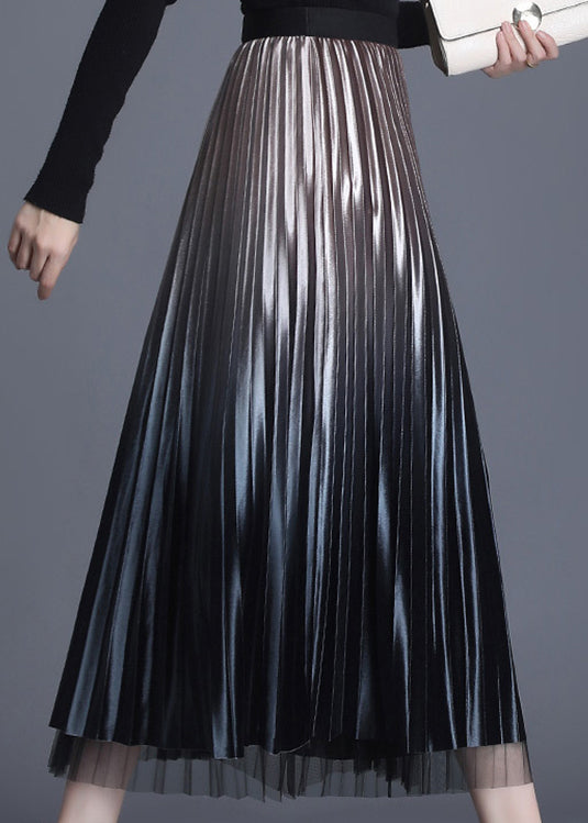 Schicke Champagner-Tüll-Patchwork-Mode A-Linie Herbstkleidung auf beiden Seiten Röcke