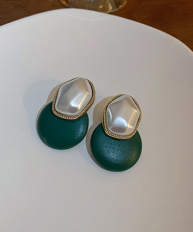 Elegante Ohrstecker aus Kupfer-PU-Perlen mit geometrischem Muster in Kaffeebraun