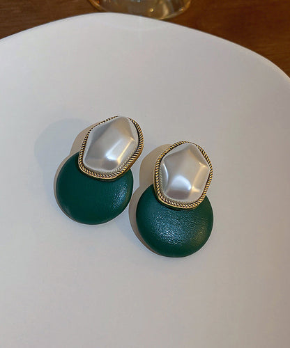 Elegante Ohrstecker aus Kupfer-PU-Perlen mit geometrischem Muster in Kaffeebraun