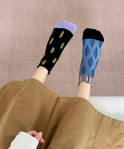 Chic Colorblock Jacquard Cotton Crew Socks