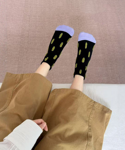 Chic Colorblock Jacquard Cotton Crew Socks