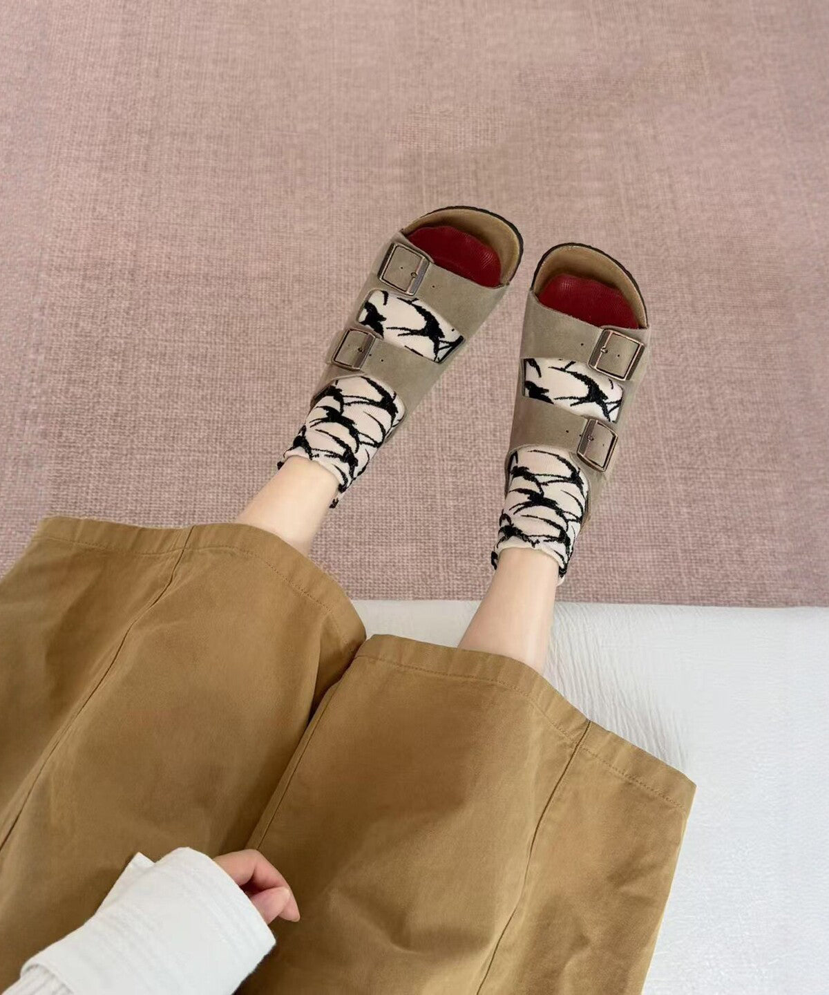 Chic Colorblock Jacquard Cotton Crew Socks