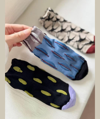 Chic Colorblock Jacquard Cotton Crew Socks