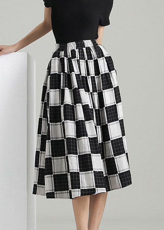 Chic Colorblock elastische Taille Plaid Rock Frühling