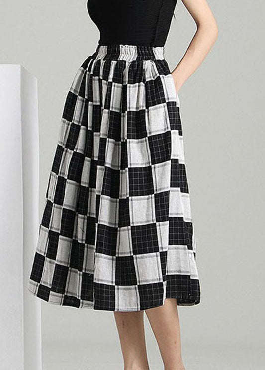 Chic Colorblock elastische Taille Plaid Rock Frühling
